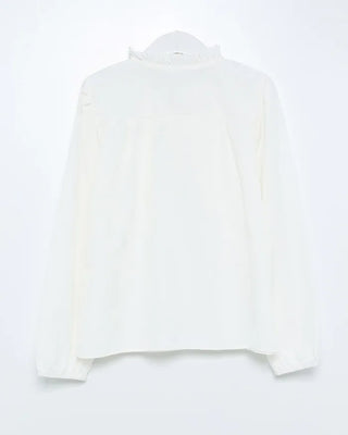 Frill neck ribbon blouse