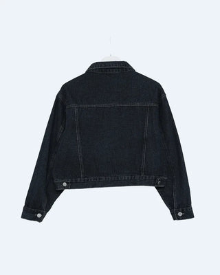 Stitched cropped denim jacket