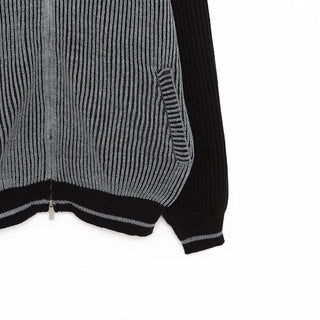 Two-tone raglan knit zip-up