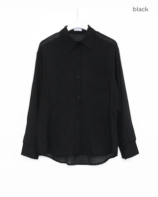 Round hem sheer loose shirt