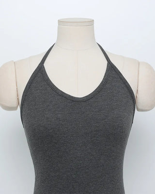 Halter neck ribbed camisole