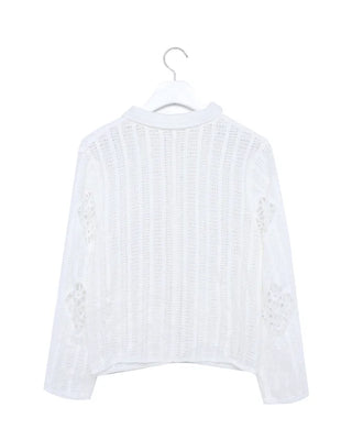 Lace-point color cardigan
