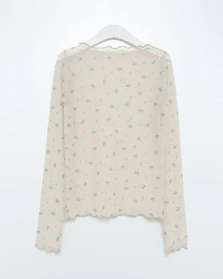 Sheer Flower Long T-Shirt