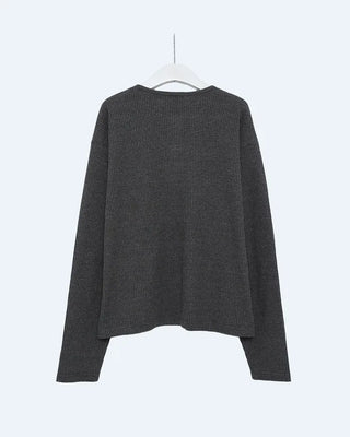 Shell Button Waffle Henley Neck T-Shirt
