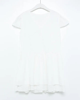 Flower Punching Cap Sleeve Peplum Tunic