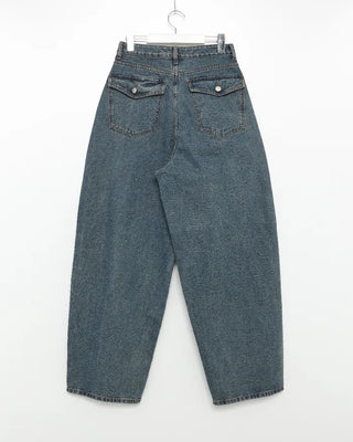 Balloon wide denim pants