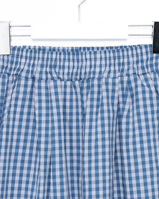 Gingham check wide seersucker pants