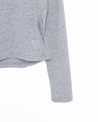 Side-shirred long-sleeve T-shirt