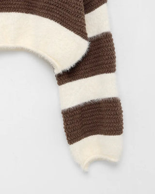 Striped fur crop knit