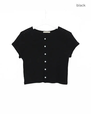Flower punched short-sleeved cardigan