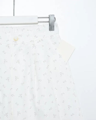 Flower pattern wide-leg pants with elastic waistband