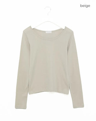 Jewel neck simple long T-shirt