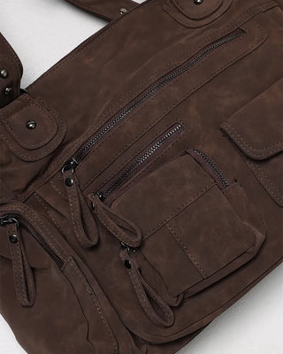 Multi-pocket Boston Big Leather Tote Bag