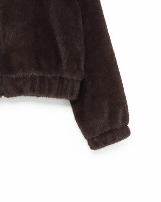 Leather collar fur jacket