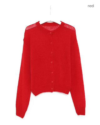 Round neck alpaca knit cardigan