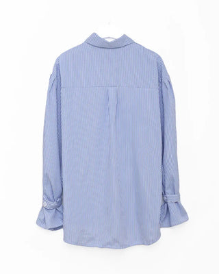 Puff-sleeve striped blouse