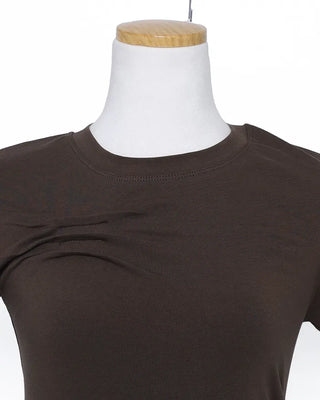Unique pintuck semi-cropped French T-shirt