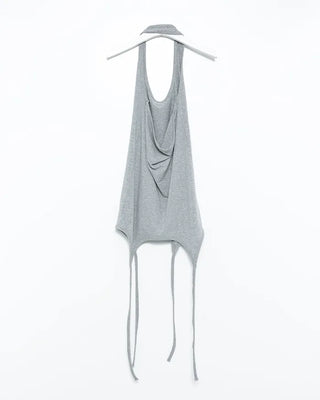 Striped hem halter neck tank top