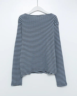 Boat neck striped long-sleeved T-shirt