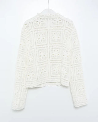 Floral Vintage Crochet Collar Cardigan