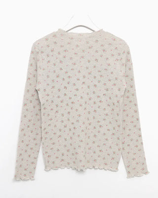 Mini Flower Scallop Point Waffle Long T-Shirt