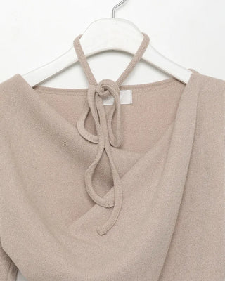 Choker Set Shirred Off-Shoulder Slim Knit