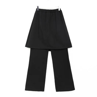 Pleated skirt, elastic waist pants