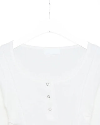 Jewel Neck Drawstring Crop T-Shirt