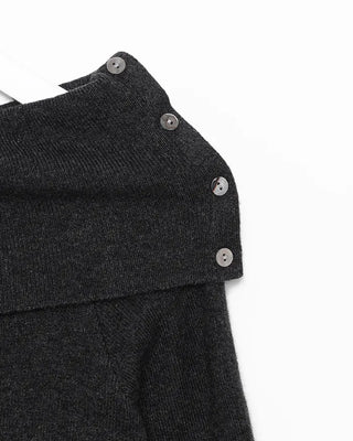 Button-wrap off-shoulder ribbed knit