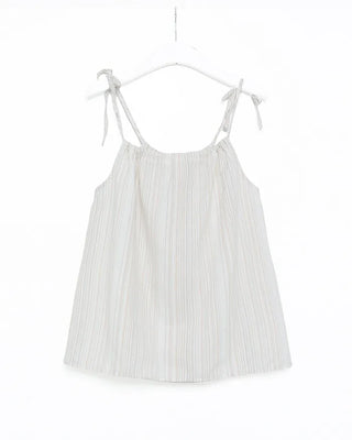 Striped button shirred camisole