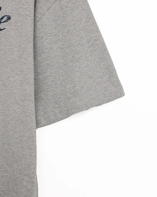 Pigmented floral print loose half-length T-shirt
