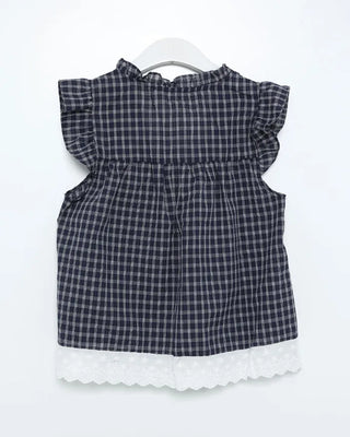 Lace layered check sleeveless top