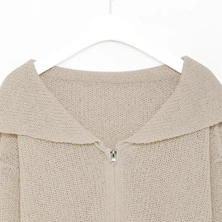 Sailor collar knit zip-up