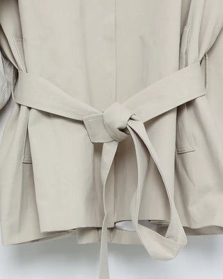 Stand-neck Big Gun Patch Yoke Short Trench Coat