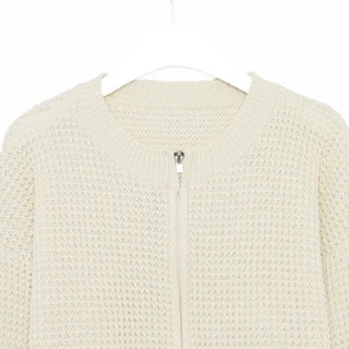 Perforated knit zip-up