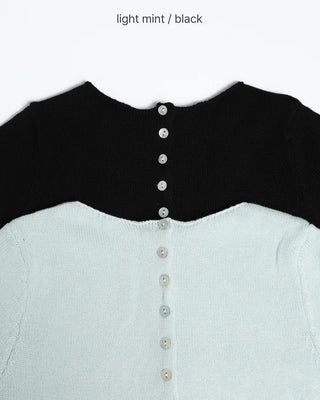 Shell button short-sleeved cardigan