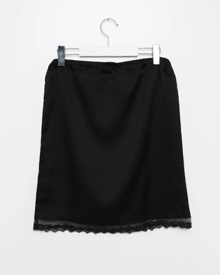 Lace hem satin midi skirt