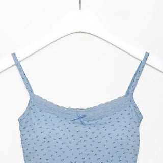 Ribbon flower camisole with built-in cups