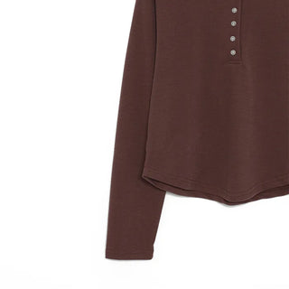 Round hem Henley neck T-shirt