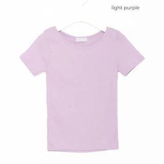 Jewel neck simple short T-shirt