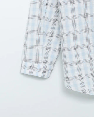 Round Hem Seersucker Check Shirt