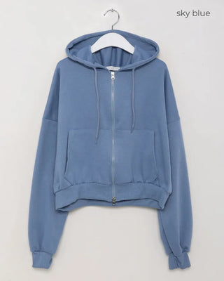 Cropped Hooded Zip-Up