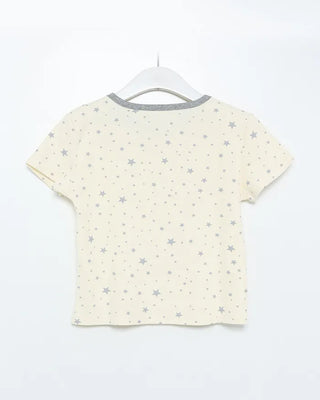 Two-tone starpoint short-sleeved T-shirt
