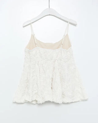 Voluminous floral lace sleeveless blouse