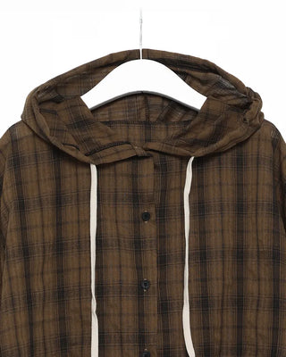 (Unisex) Check Hooded Short-Sleeve Shirt