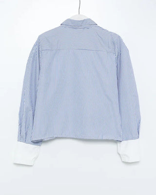 Striped two-tone cropped shirt