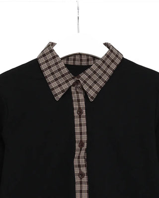 Checked frill cardigan