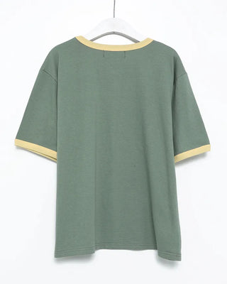 Simple two-tone ringer half T-shirt