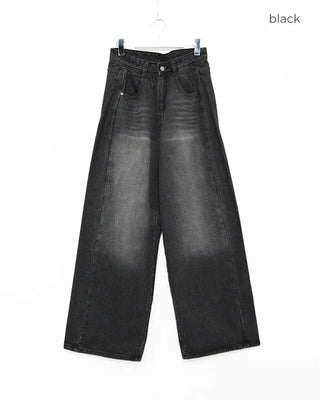 Wide outseam side-tuck jeans