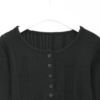 Ribbed 4-button round long sleeve